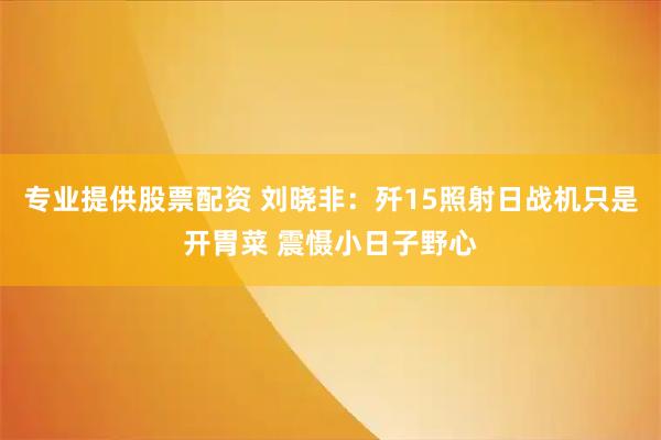 专业提供股票配资 刘晓非:歼15照射日战机只是开胃菜 震慑小日子野心